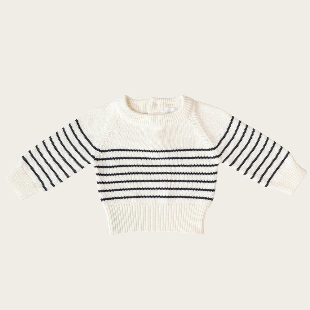 Jamie Kay Striped Knit Sweater in Peacock and Egret, size 6Y